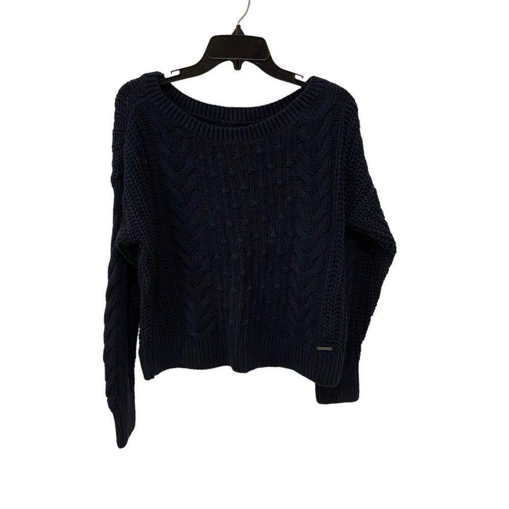 Abercrombie & Fitch Cable Knit Sweater Navy Blue Boat Neck Women's Medium
